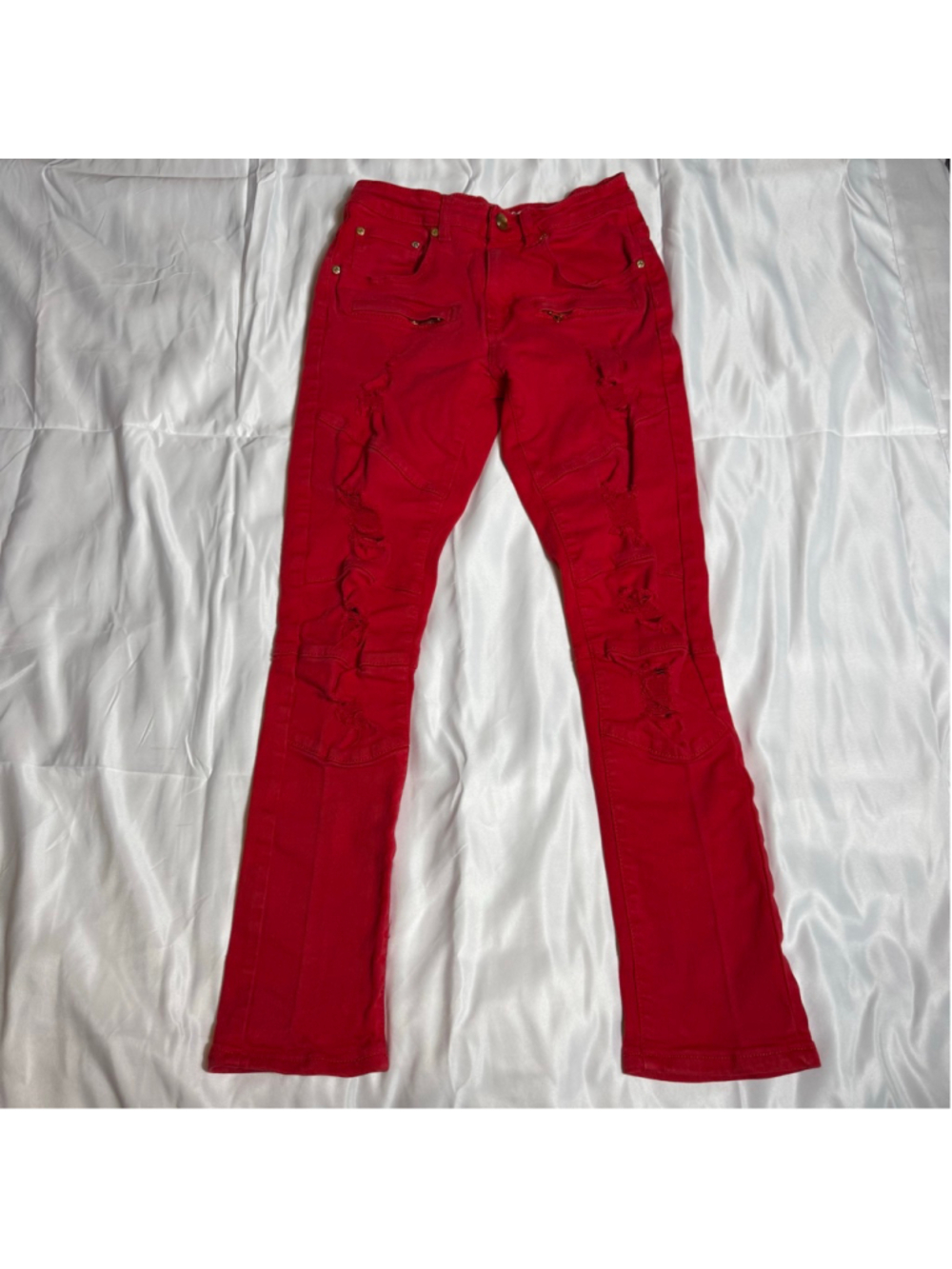 Men's Argonaut Nation Red Distressed Skinny Jeans Waist 30